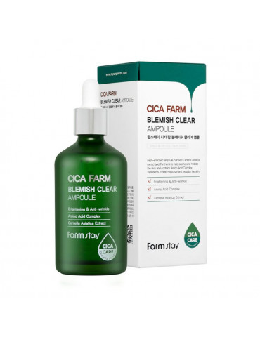 Ampulu serums ar Āzijas centīlijas ekstraktu pret ādas nepilnībām FARMSTAY Cica Farm Blemish Clear Ampoule.