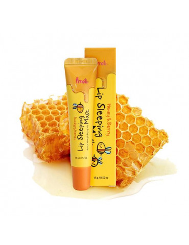Nakts maska ​​lūpām ar akācijas medu un ogām PRRETI Honey & Berry Lip Sleeping Mask.