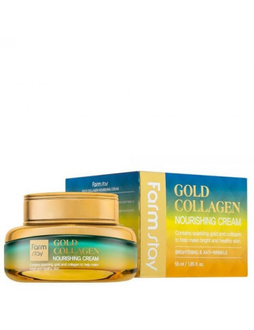 Barojošs sejas krēms ar zeltu un kolagēnu FARMSTAY Gold Collagen Nourishing Cream.