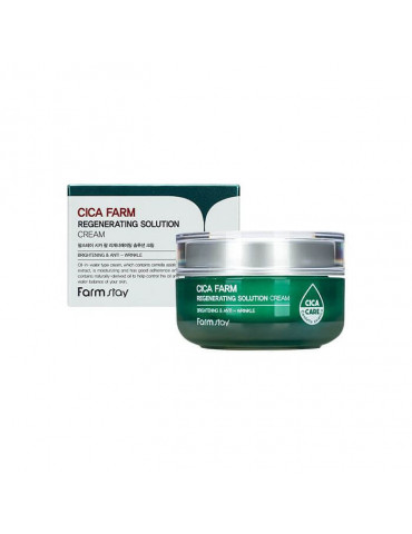 Atjaunojošs sejas krēms ar Āzijas centīlijas ekstraktu FARMSTAY Cica Farm Regenerating Solution Cream.