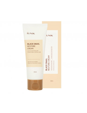 Atjaunojošs sejas krēms ar melno gliemežu mucīnu IUNIK Black Snail Restore Cream.
